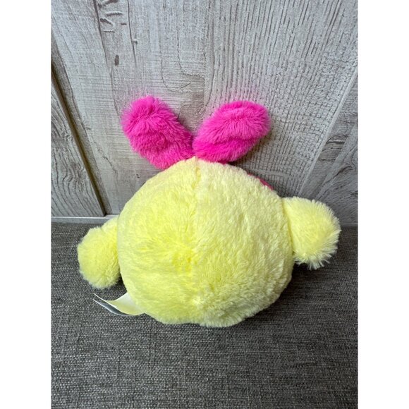 Hugfun Yellow Round Plush Duck With Pink Bunny Ears - Picture 2 of 5